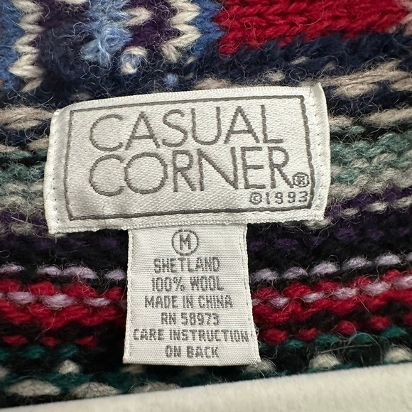 Casual Corner Womens Southwestern Boho Cardigan Size M Shetland Wool Vintage - Picture 3 of 7